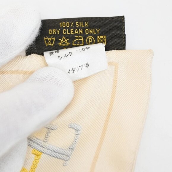 LOUIS VUITTON Logo Long Scarf Ribbon 100% Silk Beige Italy Accessory - Picture 7 of 13